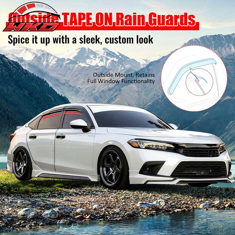 Fits 22-26 Honda Civic Hatchback Window Visors Mugen Style Rain Guard Deflector