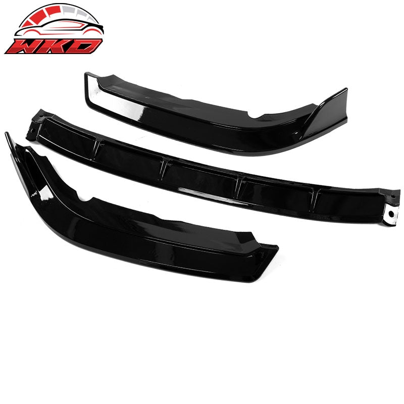 Fits 19-21 Honda Civic IKON Style 3PCS Front Bumper Lip Spoiler PP Gloss Black