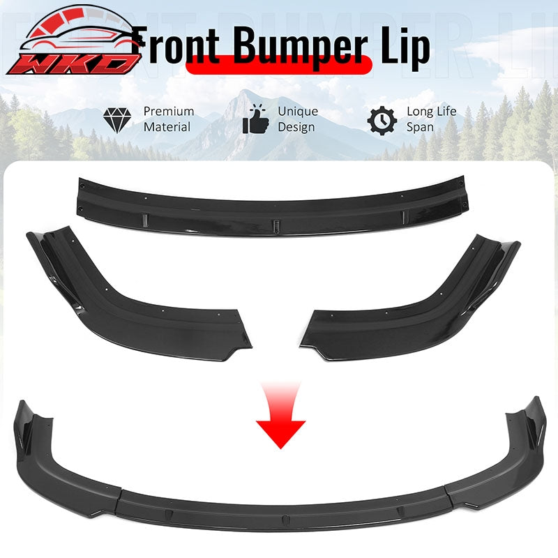 Wholesale 96-98 Honda Civic IKON Style Front Bumper Lip Spoiler Gloss Black PP 3PCS - Wikond Auto