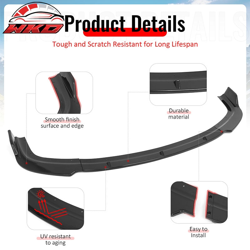Wholesale 96-98 Honda Civic IKON Style Front Bumper Lip Spoiler Gloss Black PP 3PCS - Wikond Auto