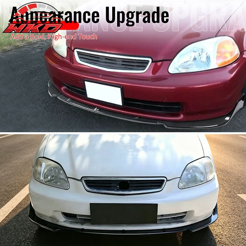 Wholesale 96-98 Honda Civic IKON Style Front Bumper Lip Spoiler Gloss Black PP 3PCS - Wikond Auto