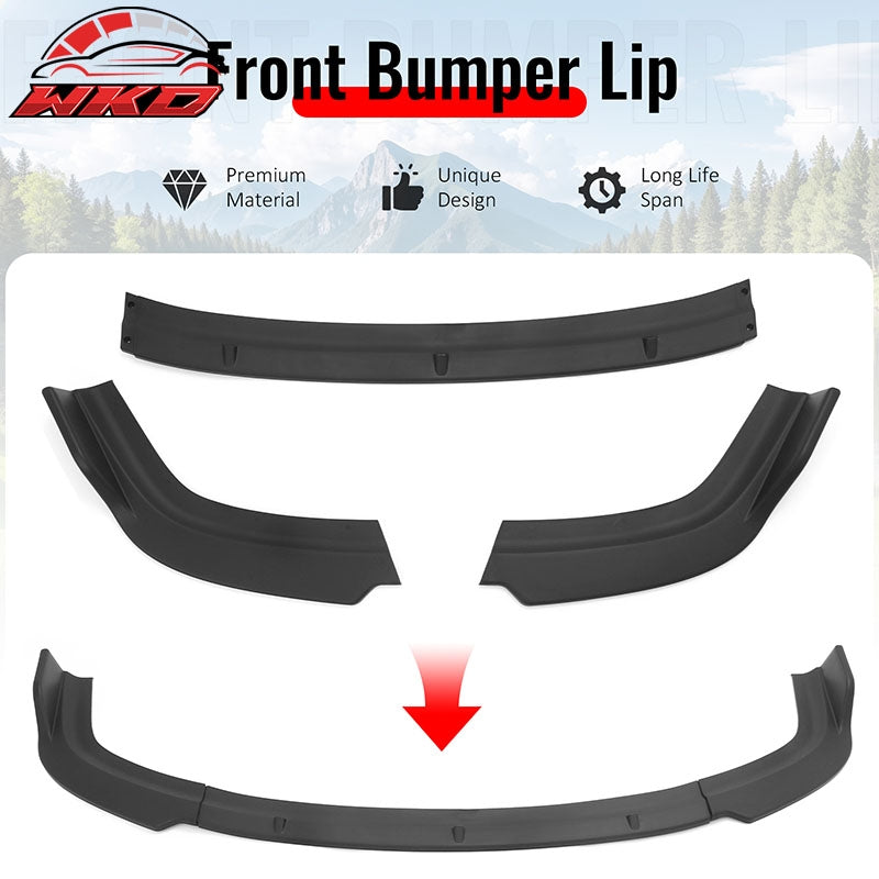 Wholesale 96-98 Honda Civic IKON Style Front Bumper Lip Spoiler Matte Black PP 3PCS - Wikond Auto