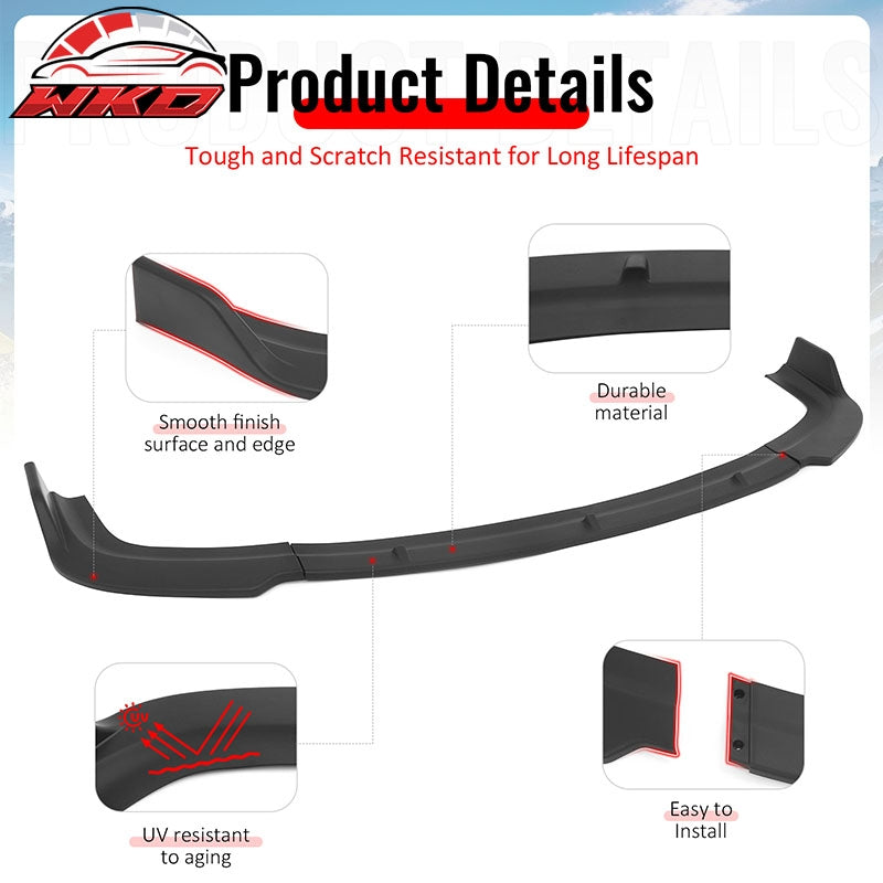 Wholesale 96-98 Honda Civic IKON Style Front Bumper Lip Spoiler Matte Black PP 3PCS - Wikond Auto