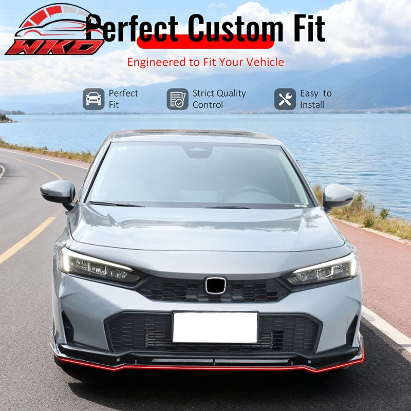 Wholesale 25-26 Honda Civic IKON V2 Style Front Bumper Lip Chin Spoiler Gloss Black - Wikond Auto