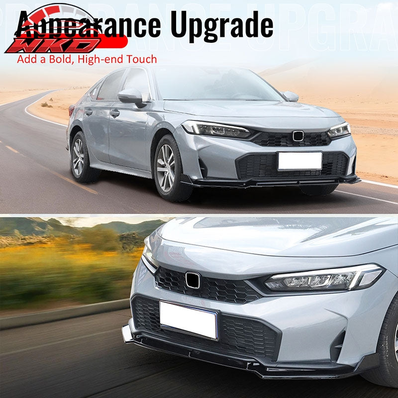 Wholesale 25-26 Honda Civic IKON V2 Style Front Bumper Lip Chin Spoiler Gloss Black - Wikond Auto