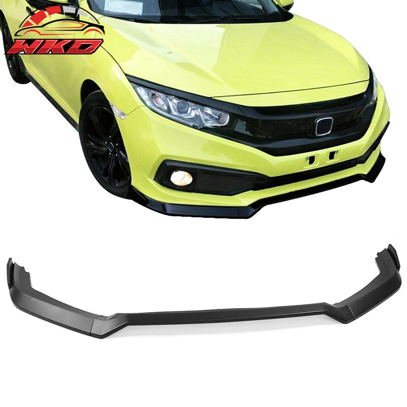 Fits 19-21 Honda Civic IKON V2 Style Front Bumper Lip Splitter Matte Black PP