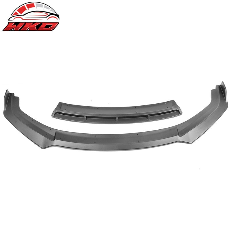 Fits 19-21 Honda Civic IKON V3 Style 2PCS Front Bumper Lip Spoiler Matte Black