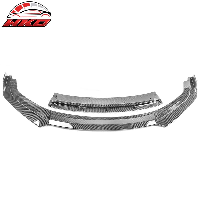 Fits 19-21 Honda Civic IKON V3 Style Front Bumper Lip Carbon Fiber Print 2PC