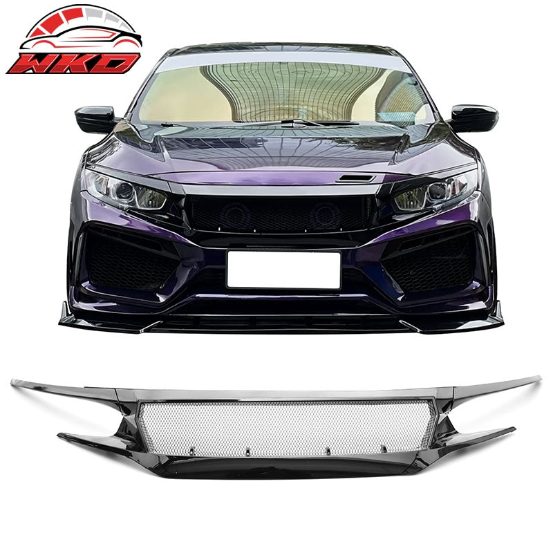 Wholesale 16-21 Honda Civic JDM Style High Flow Front Upper Mesh Grille Gloss Black - Wikond Auto