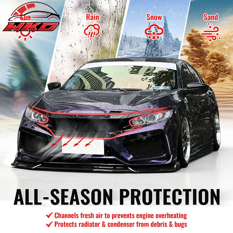 Wholesale 16-21 Honda Civic JDM Style High Flow Front Upper Mesh Grille Gloss Black - Wikond Auto