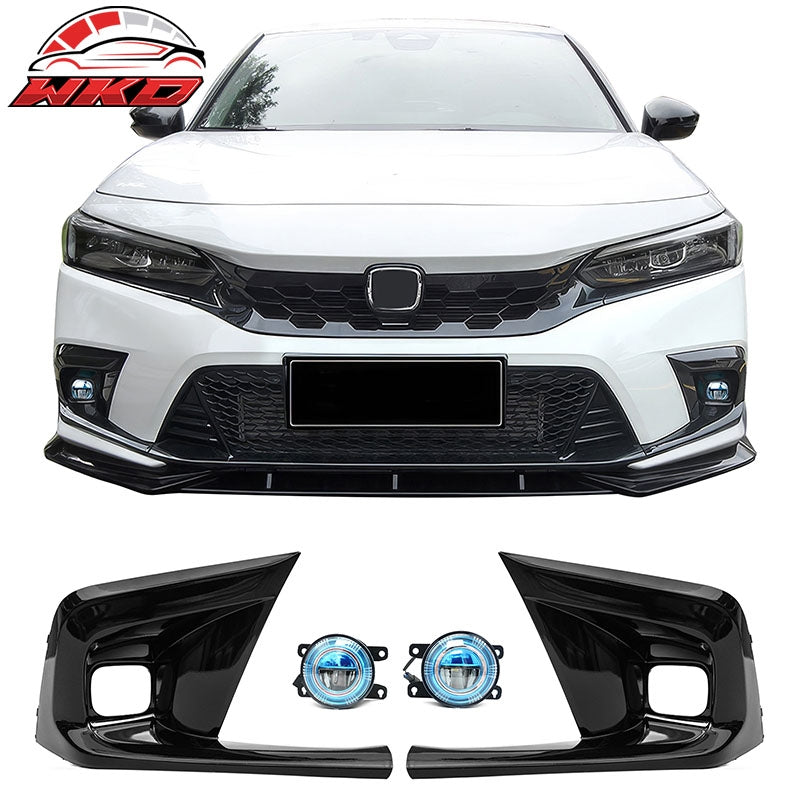 Wholesale 22-24 Honda Civic OE Style Fog Light Bezels w/ JDM Foglights Blue Len Lamps