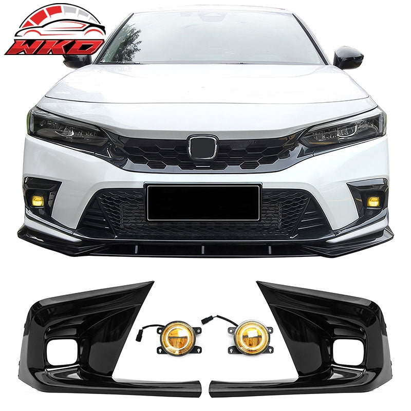 Wholesale 22-24 Honda Civic OE Style Fog Light Bezels w/ JDM Foglights Yellow Len LED