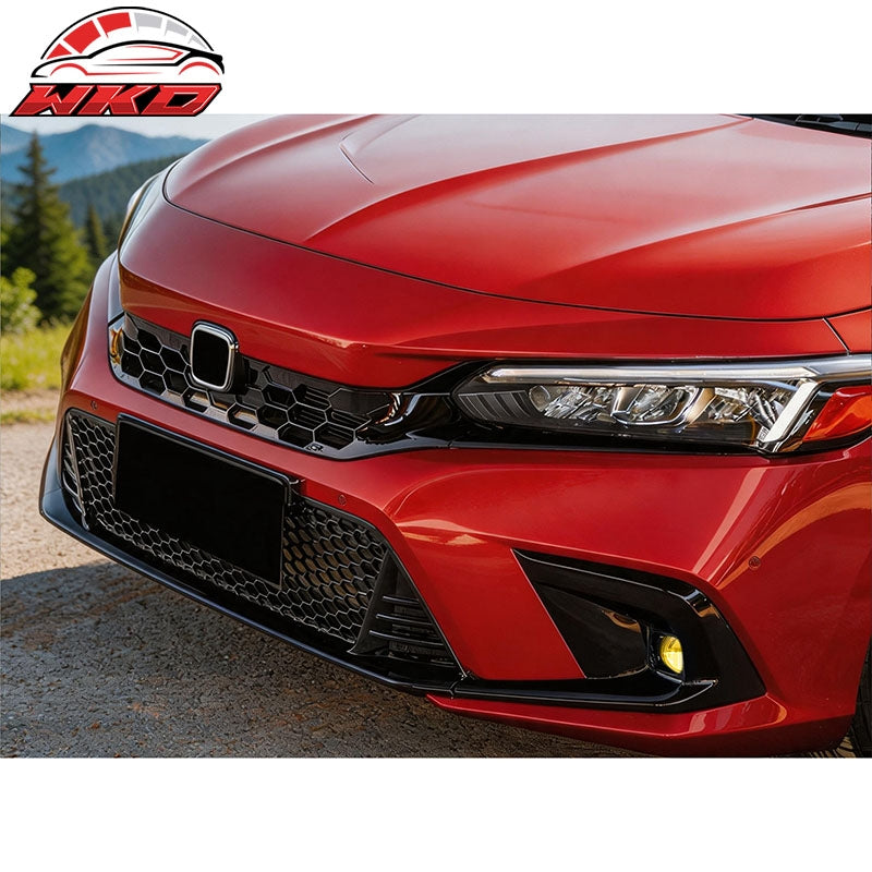 Fits 22-24 Honda Civic OE Style Fog Light Bezels w/ JDM Foglights Yellow Len LED