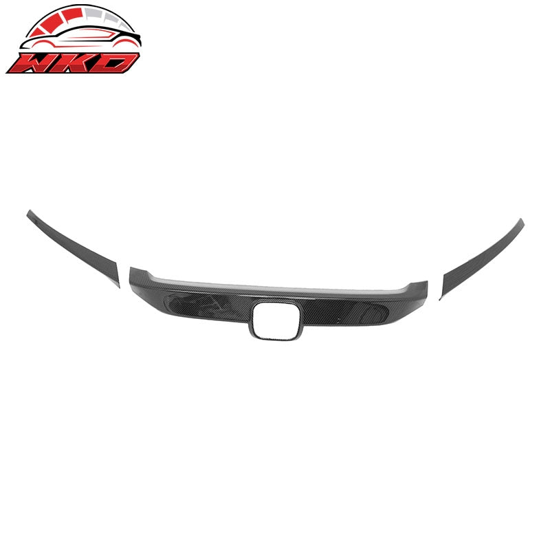 Fits 16-21 Honda Civic OE Front Bumper Grille Cover Trim ABS Carbon Fiber Print