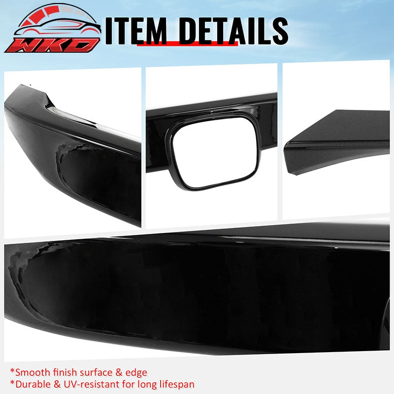 Fits 16-21 Honda Civic OE Style Front Bumper Grille Cover Trim ABS - Gloss Black