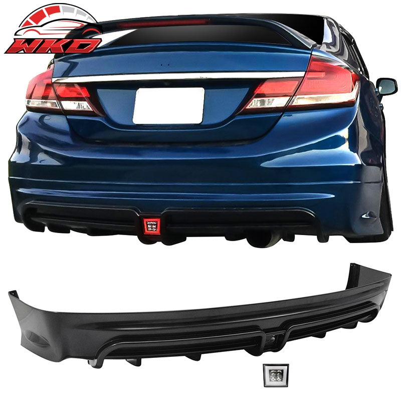 Fits 13-15 Honda Civic RR Style Rear Lip w/ Clear LED 3rd Brake Lamp Light