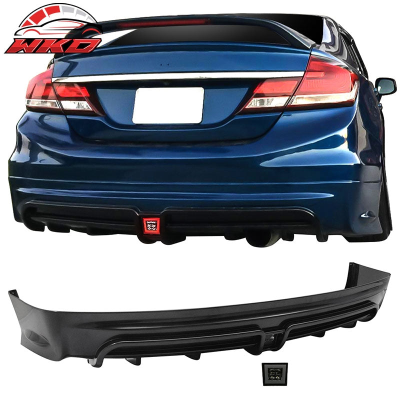 Fits 13-15 Honda Civic RR Style Rear Lip w/ Smoke LED 3rd Brake Lamp Light