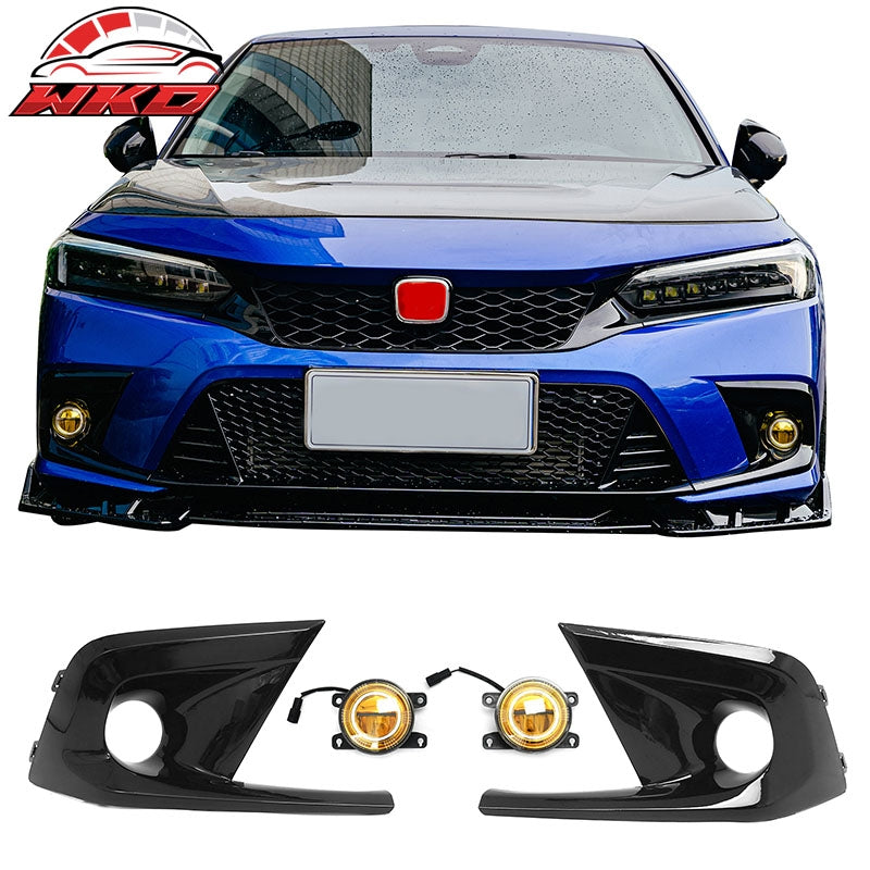 Wholesale 22-24 Honda Civic Round Holes Fog Light Bezel w/ JDM Foglights Yellow LED