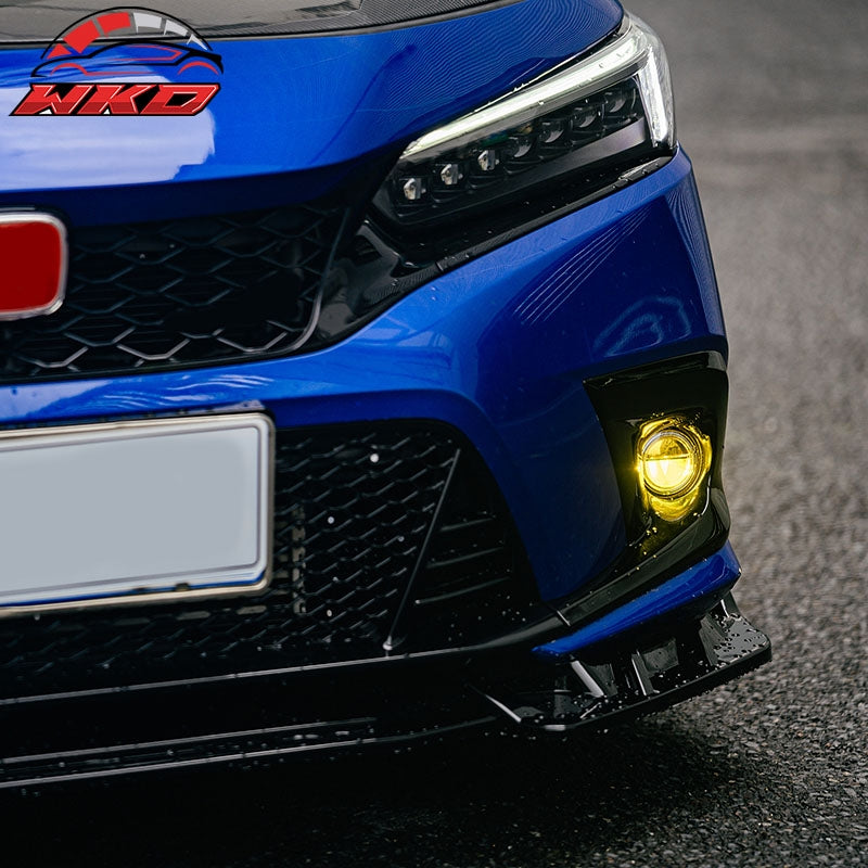 Fits 22-24 Honda Civic Round Holes Fog Light Bezel w/ JDM Foglights Yellow LED