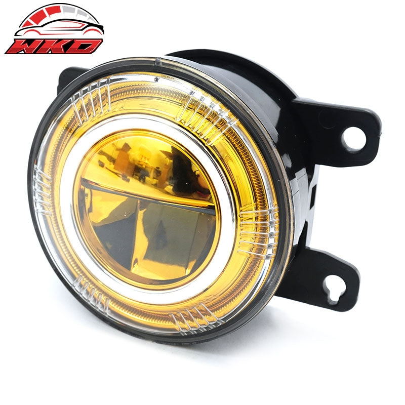 Fits 22-24 Honda Civic Round Holes Fog Light Bezel w/ JDM Foglights Yellow LED