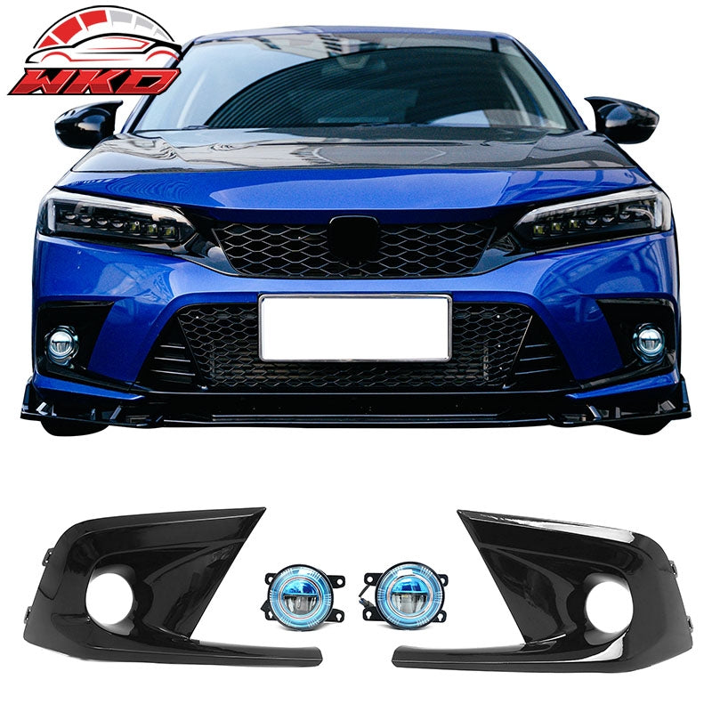 Wholesale 22-24 Honda Civic Round Holes Fog Light Bezel w/ JDM Foglights Blue Lens