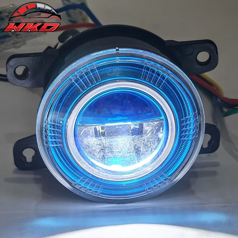 Fits 22-24 Honda Civic Round Holes Fog Light Bezel w/ JDM Foglights Blue Lens
