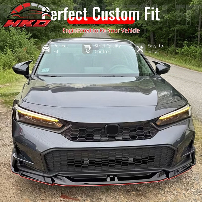 Wholesale 25-26 Honda Civic SWA Style Front Bumper Lip Spoiler Gloss Black ABS 5PCS - Wikond Auto