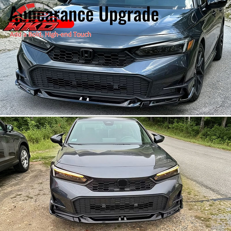 Wholesale 25-26 Honda Civic SWA Style Front Bumper Lip Spoiler Gloss Black ABS 5PCS - Wikond Auto