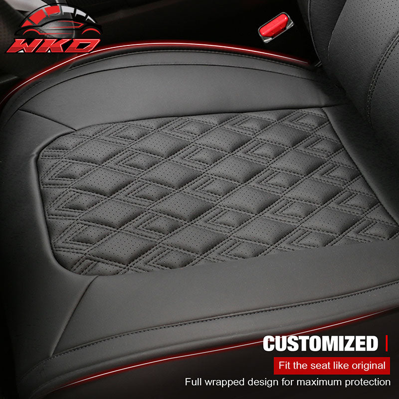 Fits 16-21 Honda Civic 5 Seats PU Leather Seat Covers Cushion w/ Lumbar - Black