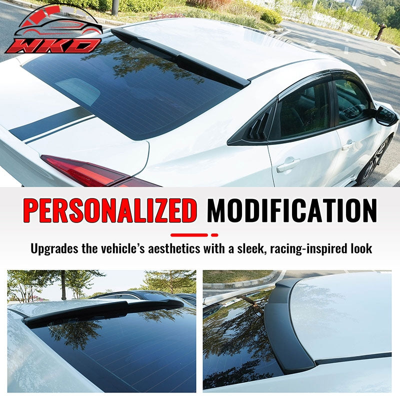 Fits 16-21 Honda Civic Sedan 4Dr JDM Style Rear Roof Spoiler Lip Matte Black ABS