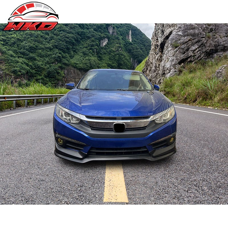 Fits 16-18 Honda Civic Sedan Coupe Gen MUG Style Front Bumper Lip Unpainted PP