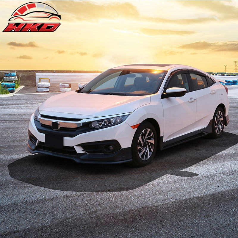 Fits 16-18 Honda Civic Sedan Coupe Gen MUG Style Front Bumper Lip Unpainted PP