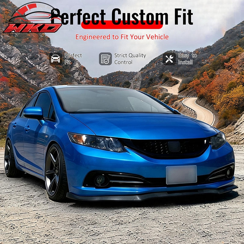 Wholesale For 13-15 Honda Civic Sedan GT Style Front Bumper Lip Spoiler Matte Black PP 3PC - Wikond Auto