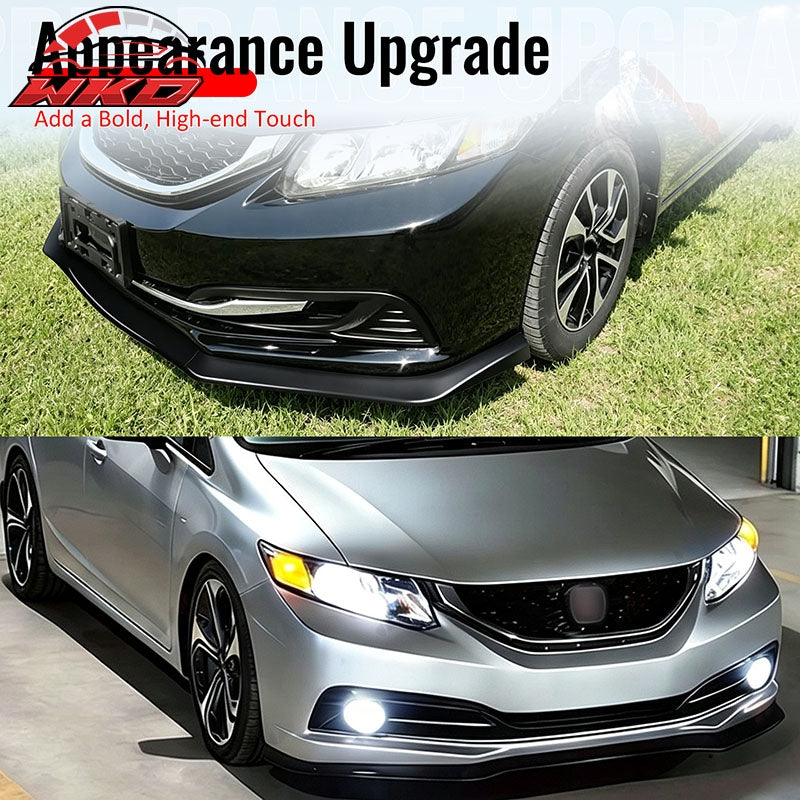 Wholesale For 13-15 Honda Civic Sedan GT Style Front Bumper Lip Spoiler Matte Black PP 3PC - Wikond Auto