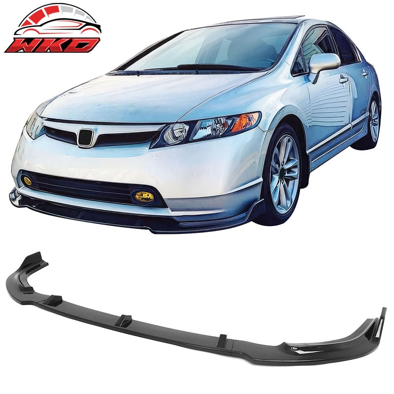 Wholesale For 06-08 Honda Civic Sedan GT Style Front Bumper Lip Spoiler Gloss Black PP 3PC - Wikond Auto