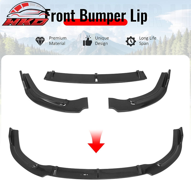 Wholesale For 06-08 Honda Civic Sedan GT Style Front Bumper Lip Spoiler Gloss Black PP 3PC - Wikond Auto