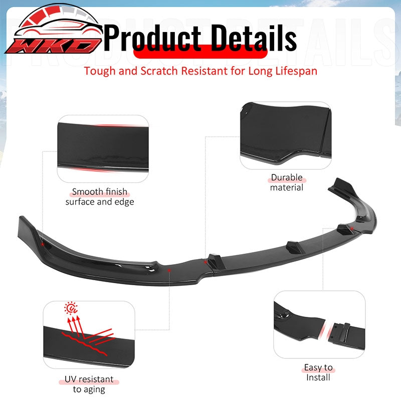 Wholesale For 06-08 Honda Civic Sedan GT Style Front Bumper Lip Spoiler Gloss Black PP 3PC - Wikond Auto