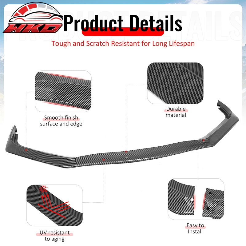 Wholesale For 13-15 Honda Civic Sedan GT Style Front Bumper Lip Carbon Fiber Print PP 3PCS - Wikond Auto