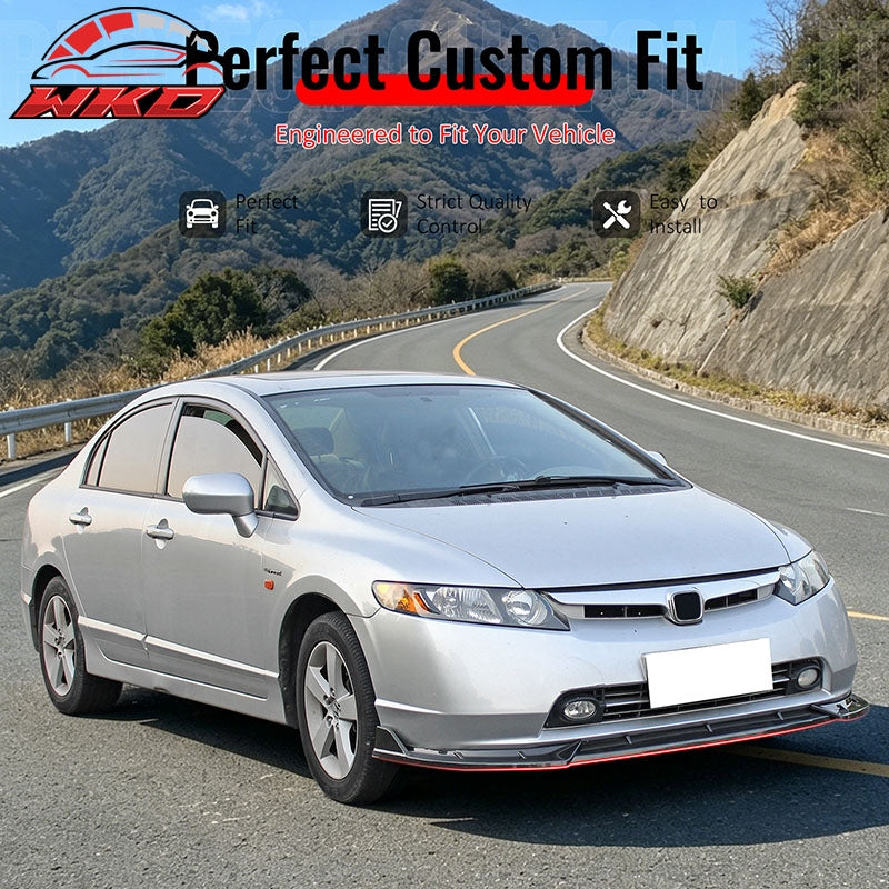 Wholesale 06-08 Honda Civic Sedan IKON Style Front Bumper Lip Carbon Fiber Print 3PCS - Wikond Auto