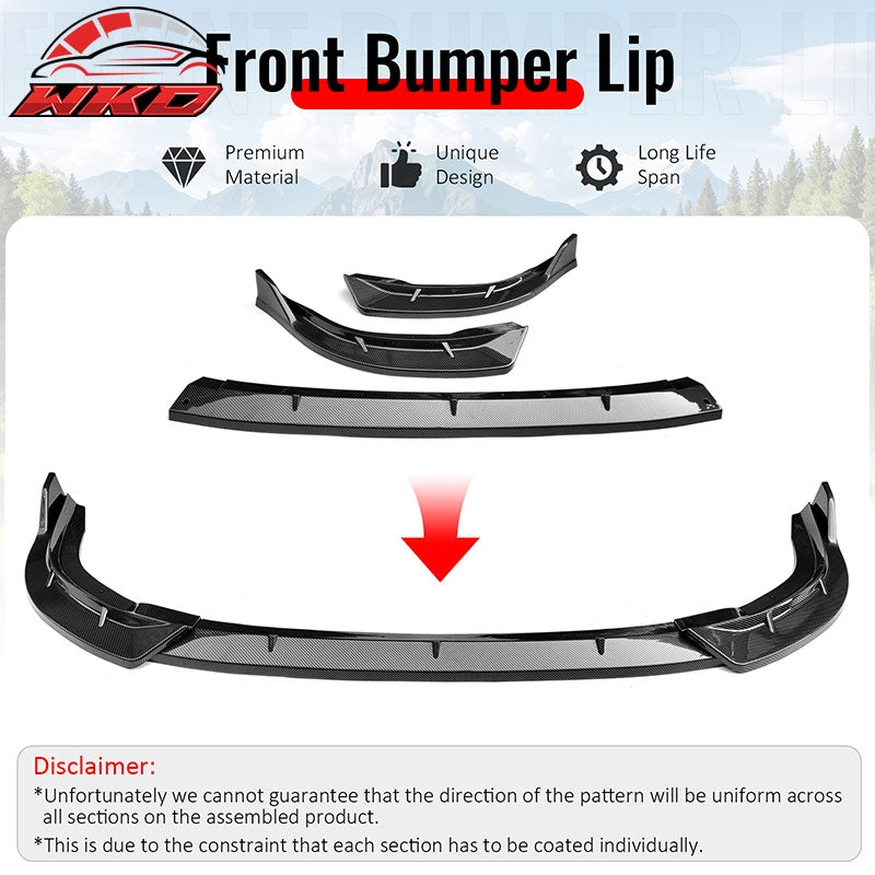 Wholesale 06-08 Honda Civic Sedan IKON Style Front Bumper Lip Carbon Fiber Print 3PCS - Wikond Auto