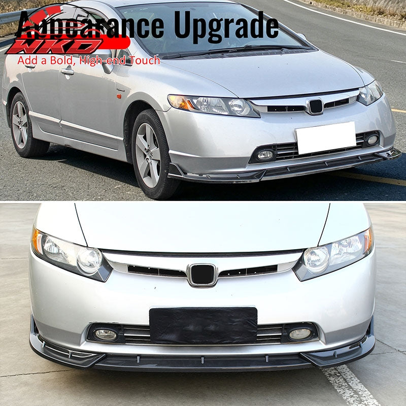 Wholesale 06-08 Honda Civic Sedan IKON Style Front Bumper Lip Carbon Fiber Print 3PCS - Wikond Auto