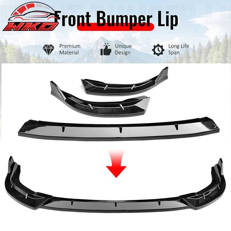 Wholesale 06-08 Honda Civic Sedan IKON Style Front Bumper Lip Spoiler Gloss Black 3PC - Wikond Auto
