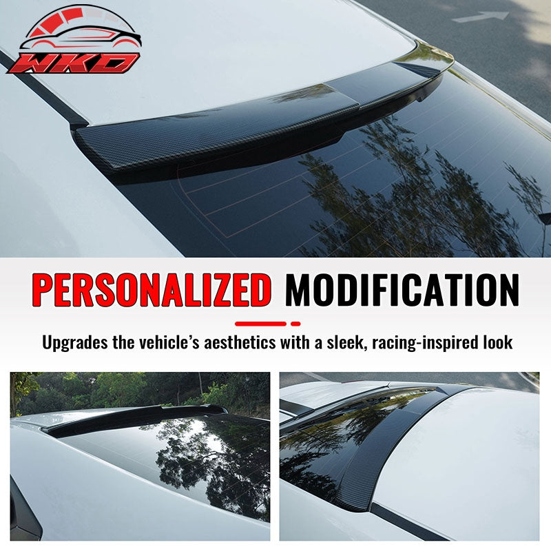 Fits 16-21 Honda Civic Sedan JDM Style Rear Roof Spoiler Lip Carbon Fiber Print