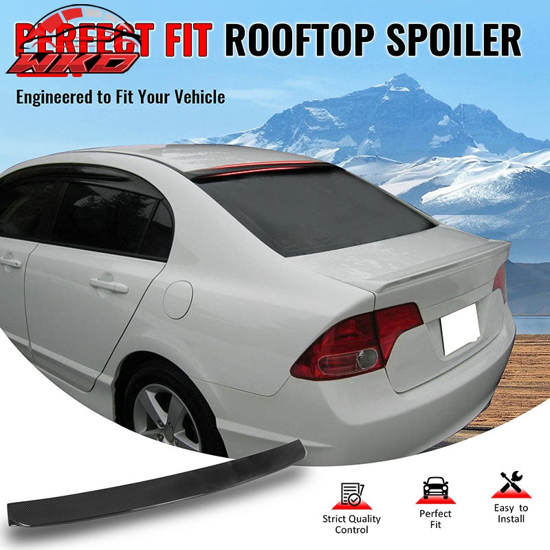 Fits 06-15 Honda Civic Sedan JDM Style Roof Spoiler Wing Carbon Fiber Print ABS