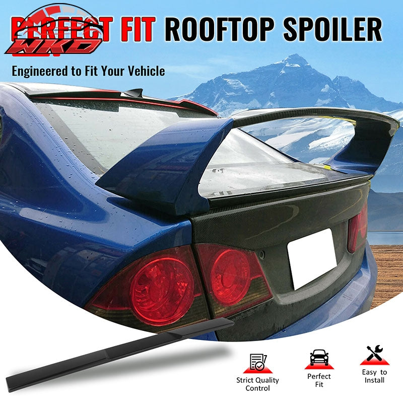 Fits 06-15 Honda Civic Sedan Matte Black ABS Rear Roof Spoiler Wing Lip- V Style