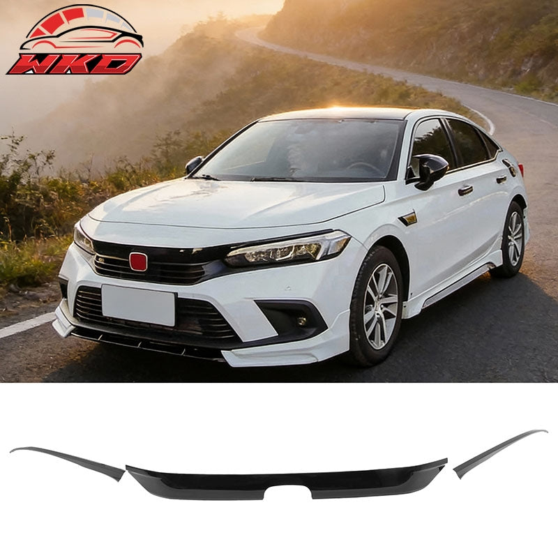 Fits 22-24 Honda Civic Sedan Si Style Front Bumper Grille Cover Trim Gloss Black