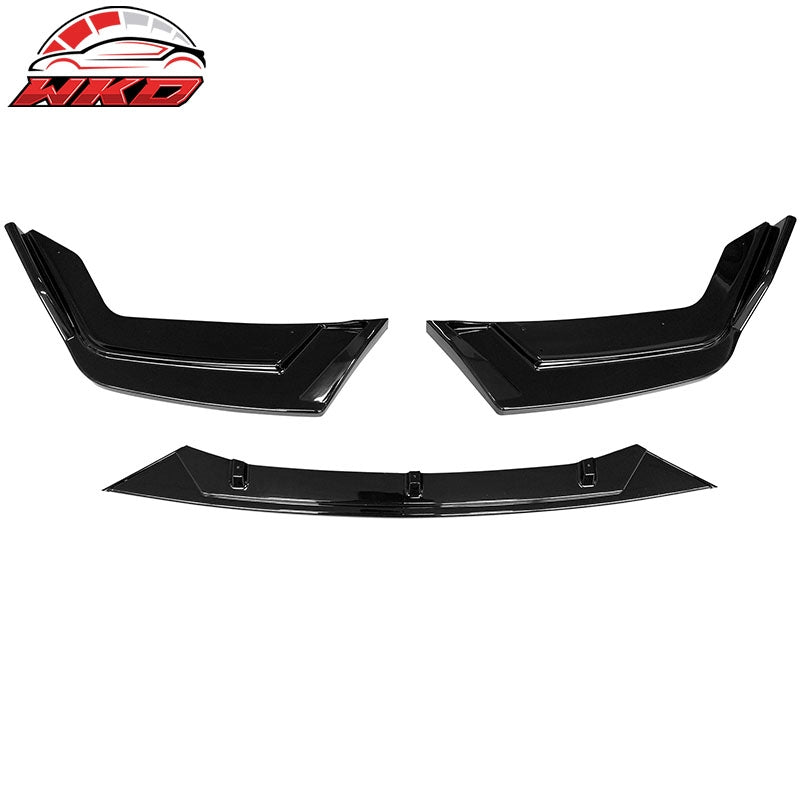 Fits 17-21 Honda Civic Si 5DR Hatchback Gloss Black Front Bumper Lip Spoiler 3PC