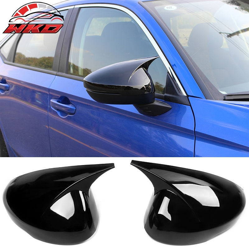 Wholesale 22-26 Honda Civic Horns Style Add-On Rear View Side Mirror Cover Gloss Black