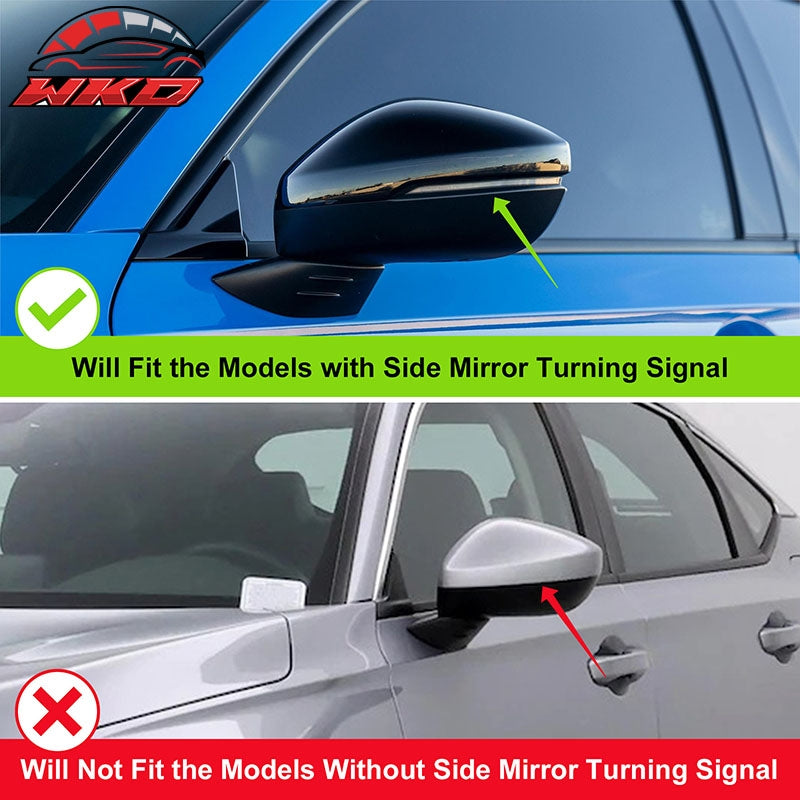 For 22-26 Honda Civic Horns Style Add-On Rear View Side Mirror Cover Gloss Black