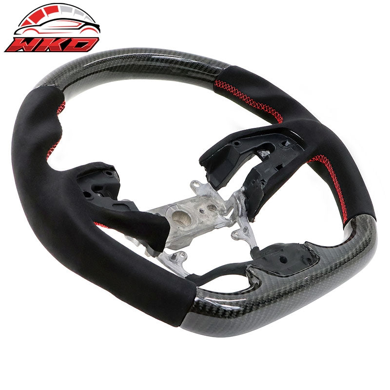Fits 16-21 Honda Civic 10th Gen Steering Wheel W/Red Stitch Carbon Fiber CF